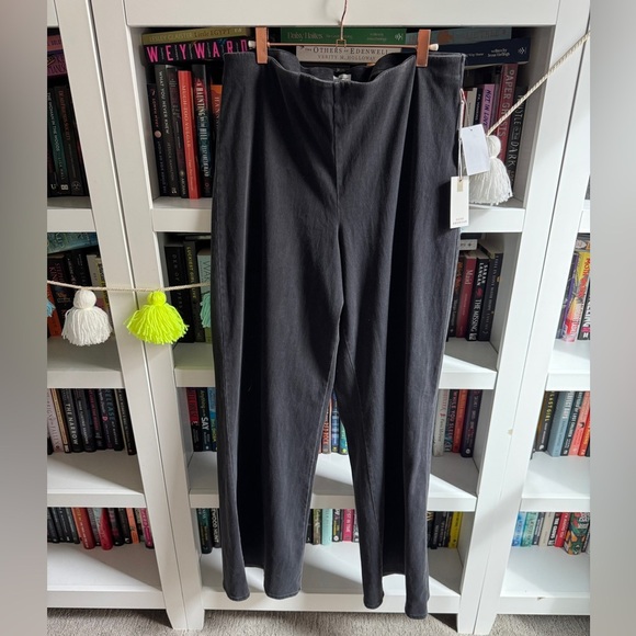 Good American NWT grey black stretch pull on wide leg denim jeans casual stretch - Picture 1 of 5